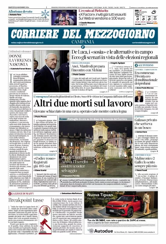 Prima-pagina-corriere del mezzogiorno-del-2024-11-26